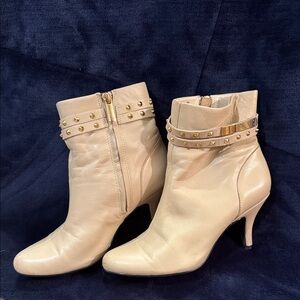 Bandolino Cream Ankle Boots with Gold Accents